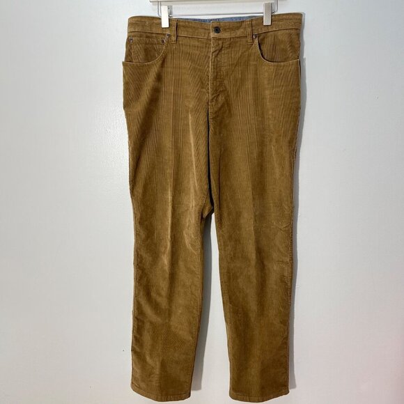 L.L.Bean Mens Natural Fit‎ Corduroy Pants 35 X 32 Cotton & Spandex Tan - Picture 1 of 7